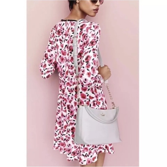 💕 Kate Spade Mini Rose Silk Dress Rose-Colored Glasses Creammulti Size 6 - Picture 2 of 9